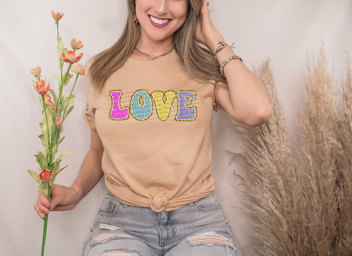 Love Pink Blue Yellow Purple Gold Outline 81546 DTF Transfer