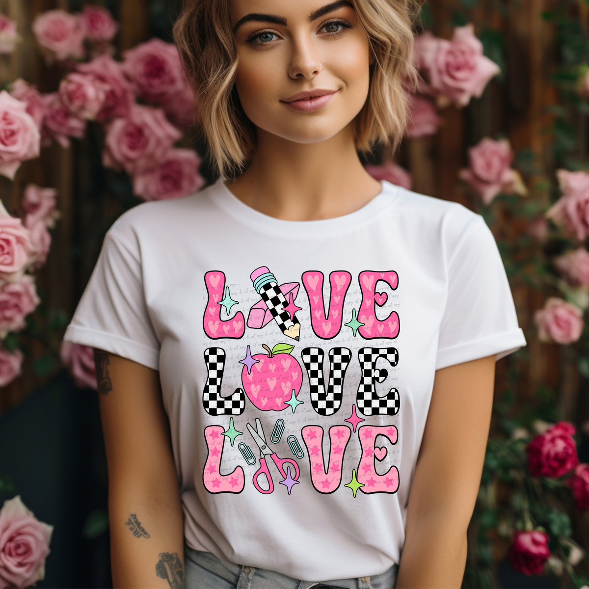 Love Stacked Teacher 81555 DTF Transfer