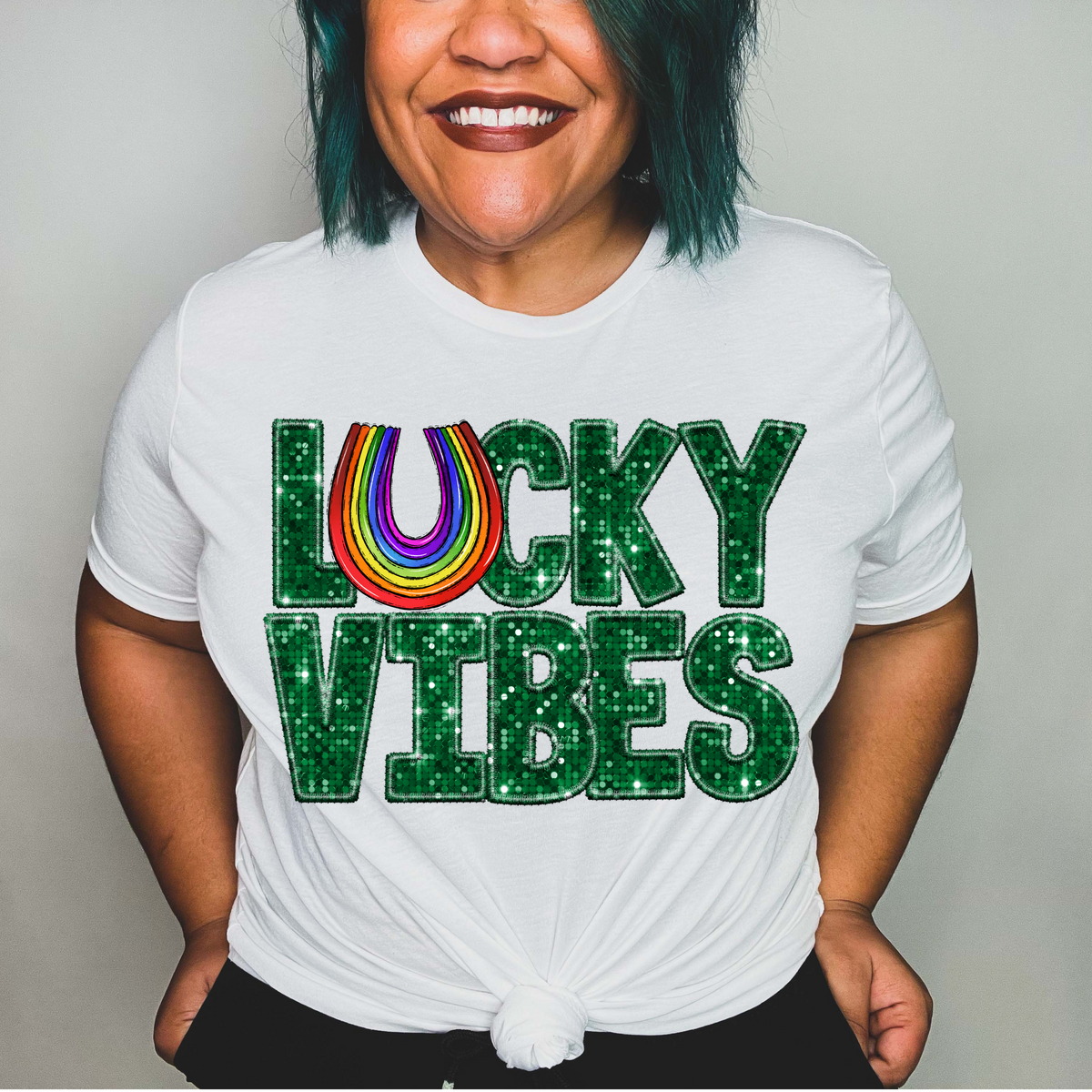Lucky vibes rainbow U (CITY) 24346 DTF transfer