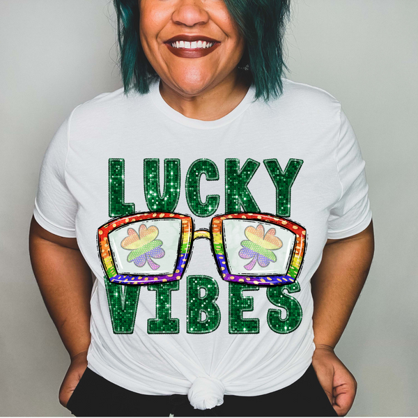 Lucky vibes rainbow glasses (CITY) 24345 DTF transfer