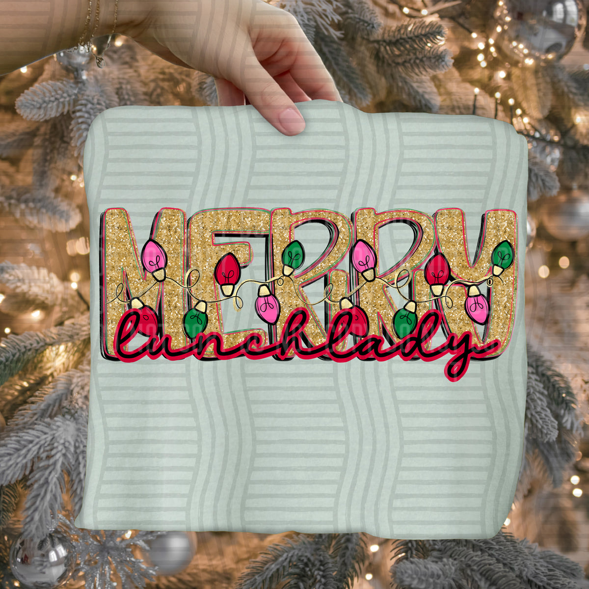 lunch lady merry with lights (caplinger) DTF Transfer