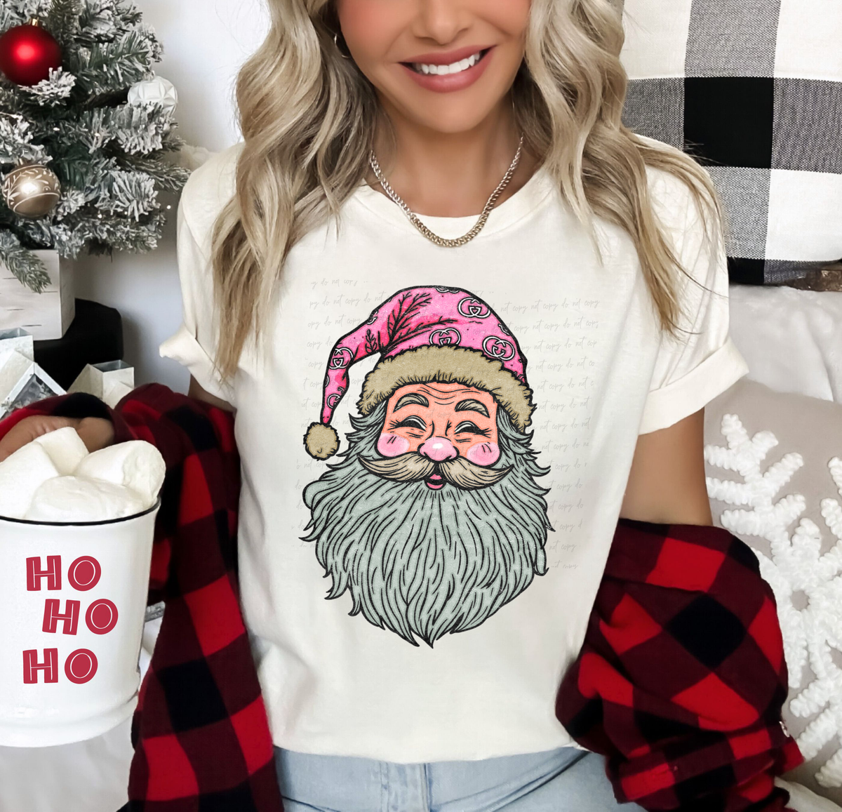 Luxury Santa Pink Hat 108751 DTF transfer