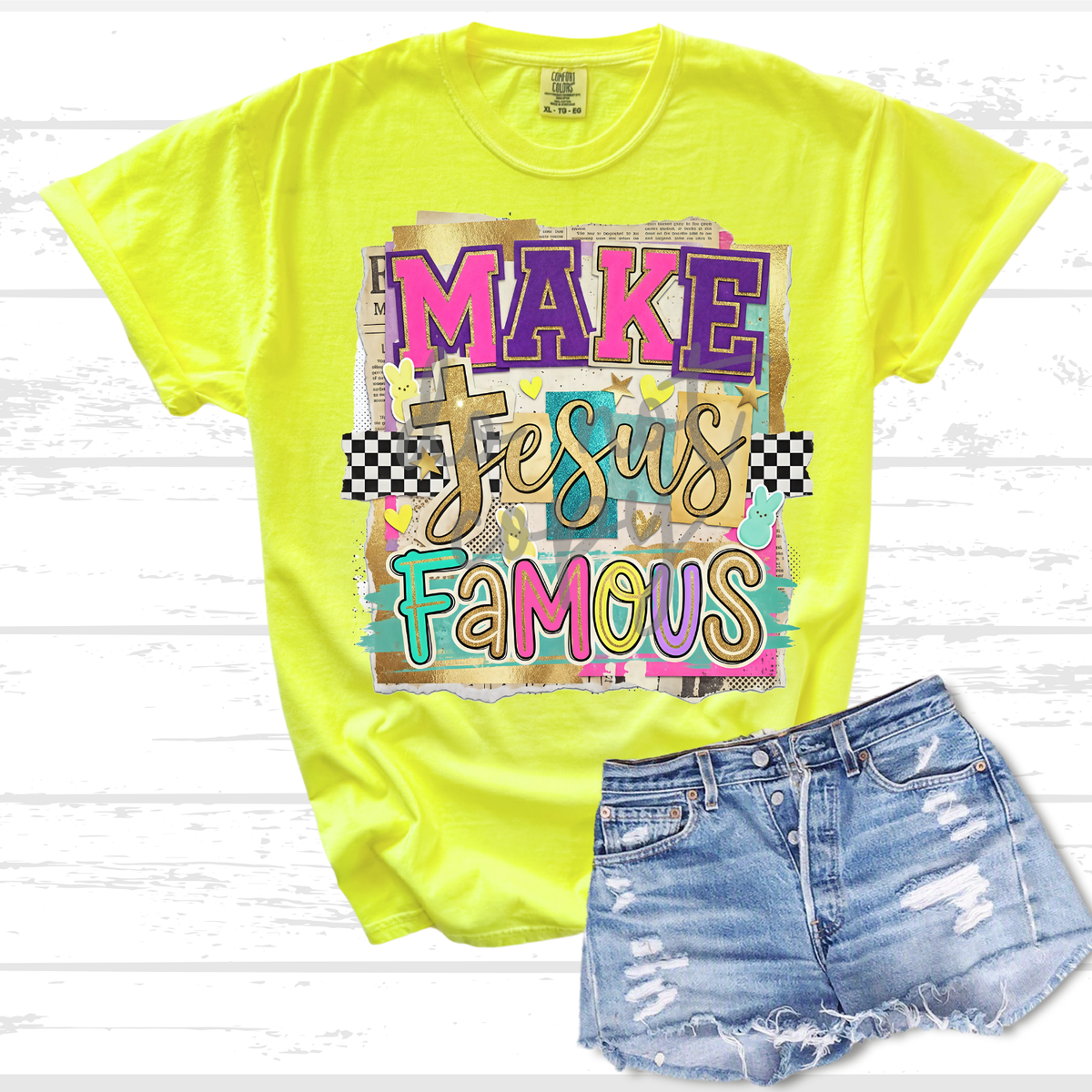 Make Jesus famous magazine font (Parker) DTF Transfer