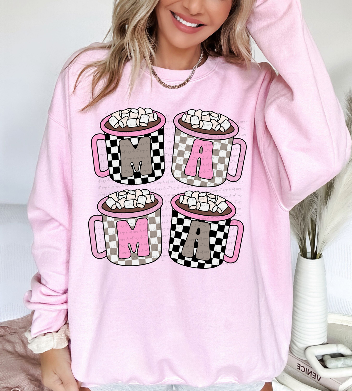 Mama Checker Cocoa Pink 81738 DTF Transfer
