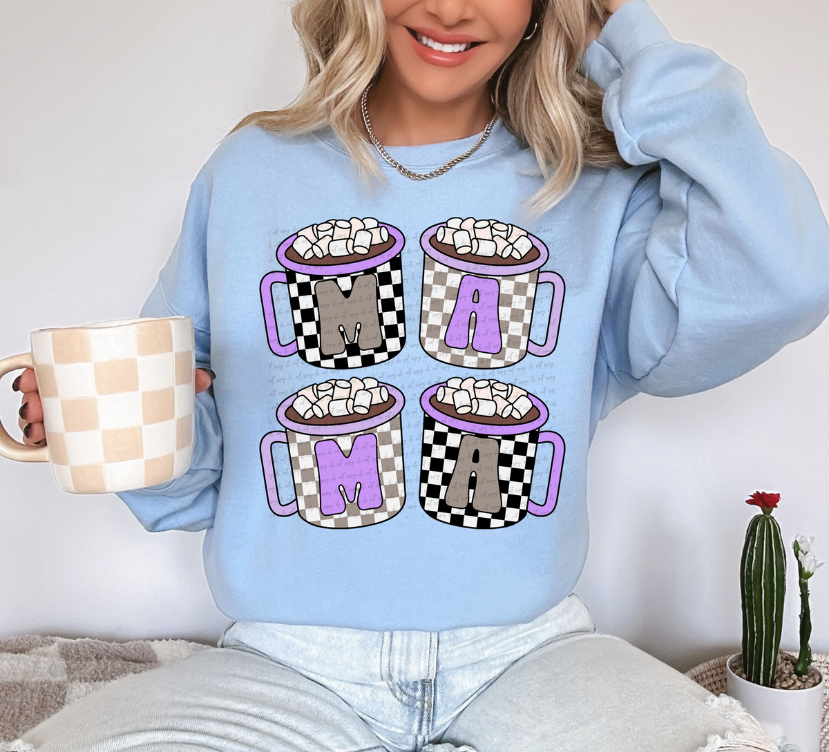 Mama Checker Cocoa Purple 81739 DTF Transfer
