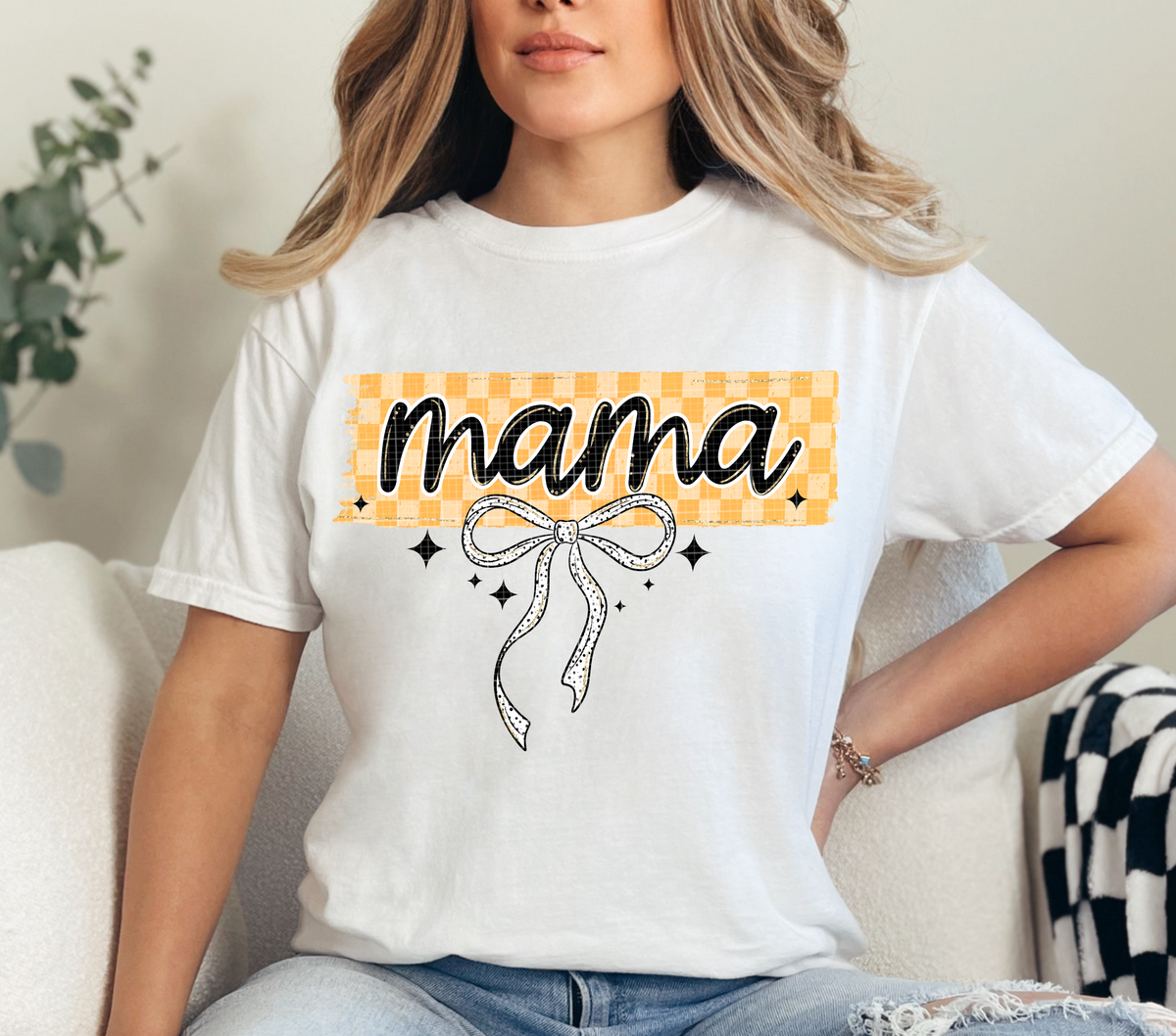 Mama CHECKERED background (Linda) DTF Transfer