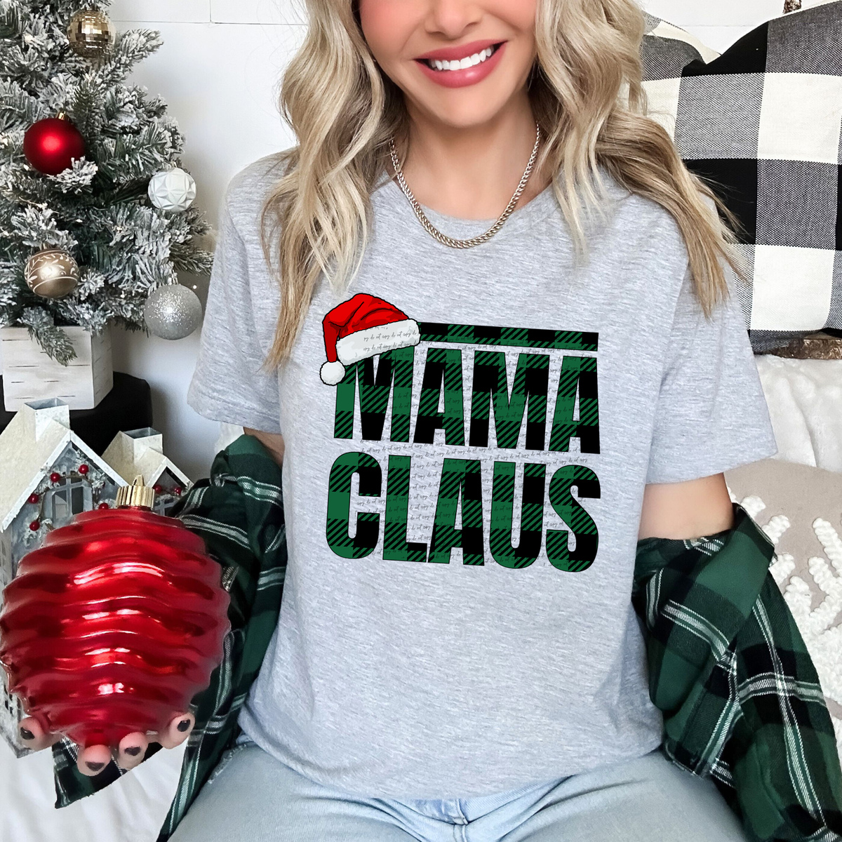 Mama Claus Green Plaid 42585 DTF transfer