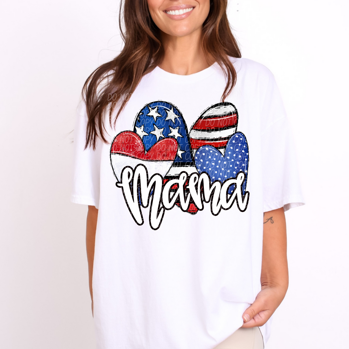 Mama Patriotic Hearts (CITY) DTF transfer