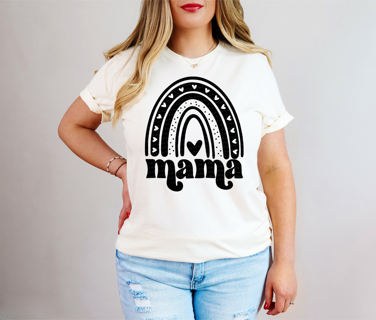 Mama Rainbow Heart Black 76367 DTF Transfer