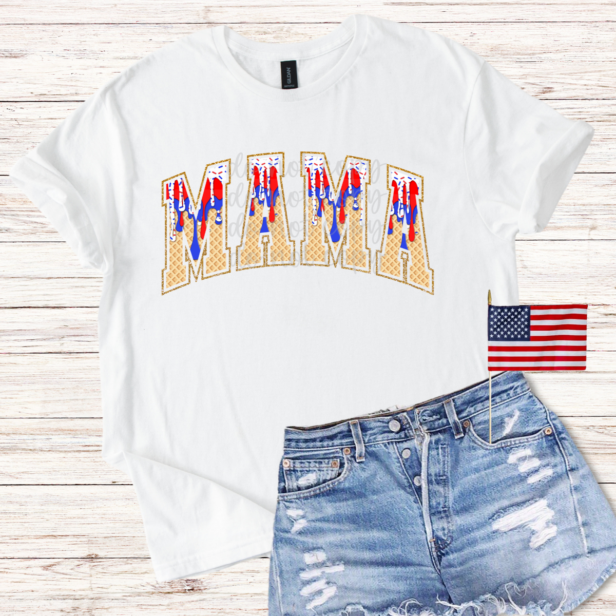 Mama red white blue (Parker) 102751 DTF transfer