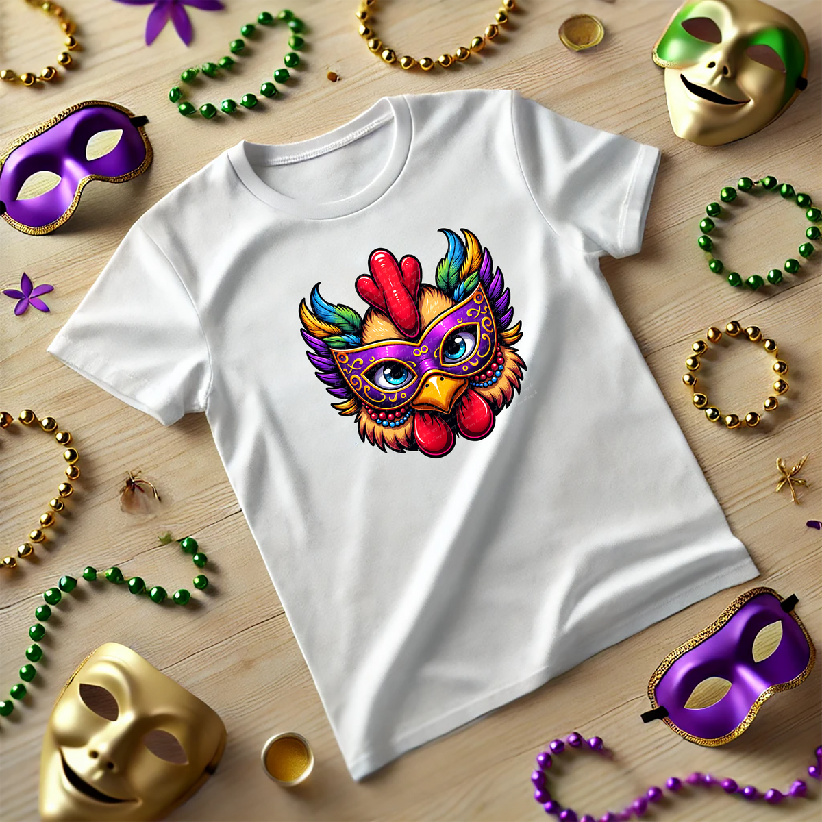 Mardi Gras Chicken Mask 81922 DTF Transfer