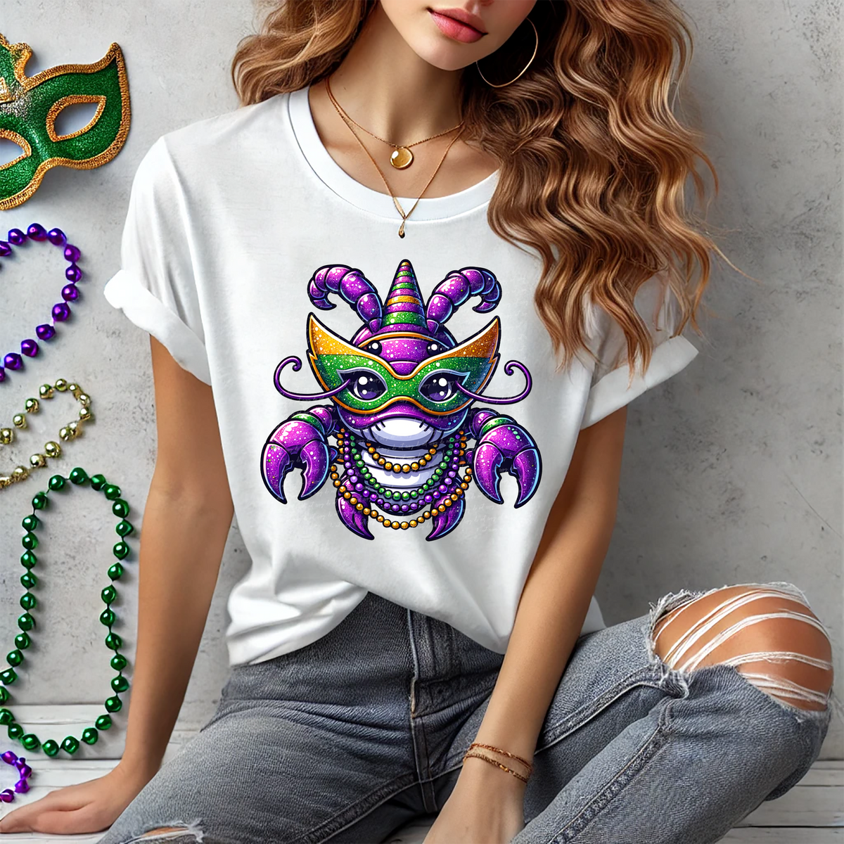 Mardi Gras Crawfish Mask 81924 DTF Transfer