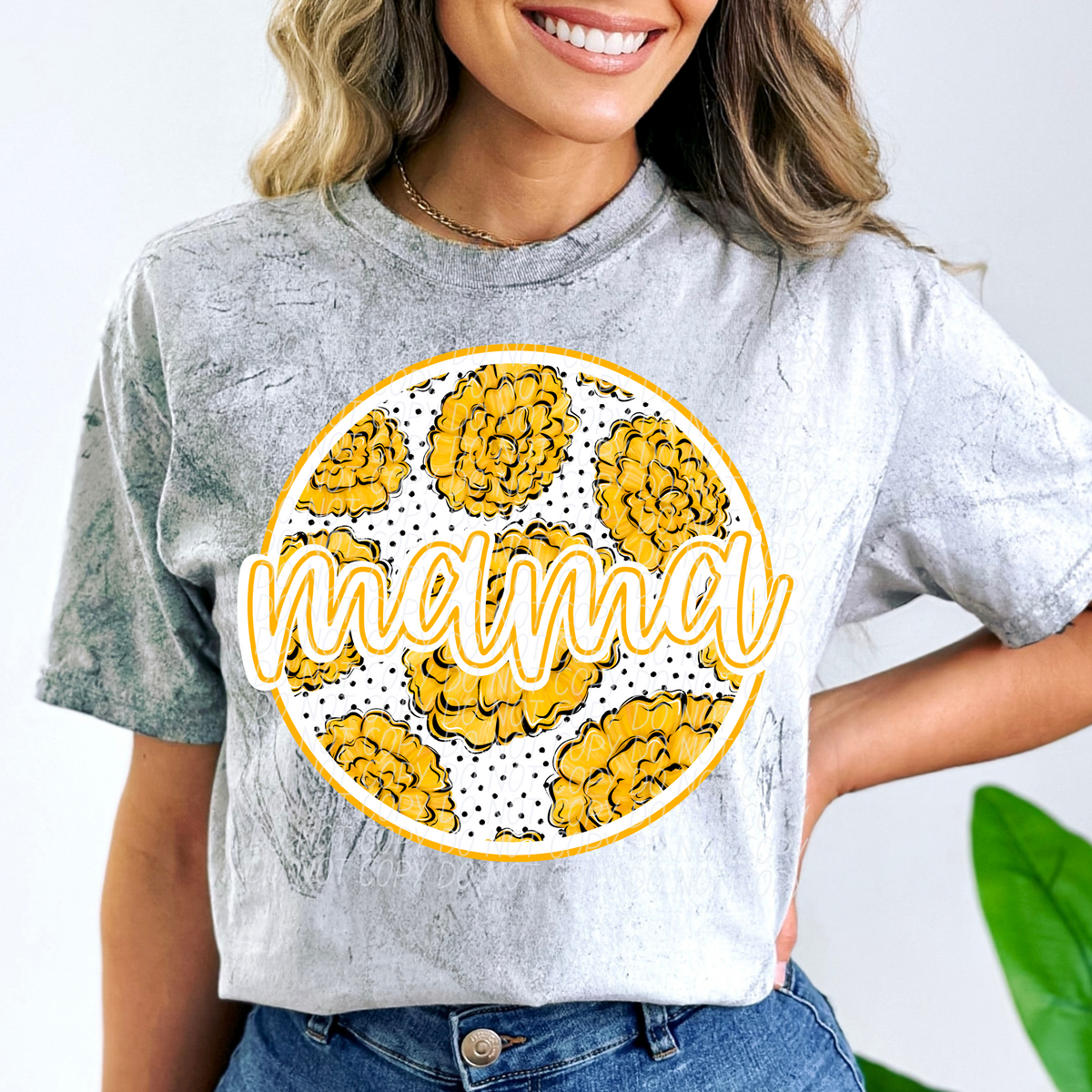 Mama Circle Marigold Flower (CITY) DTF transfer