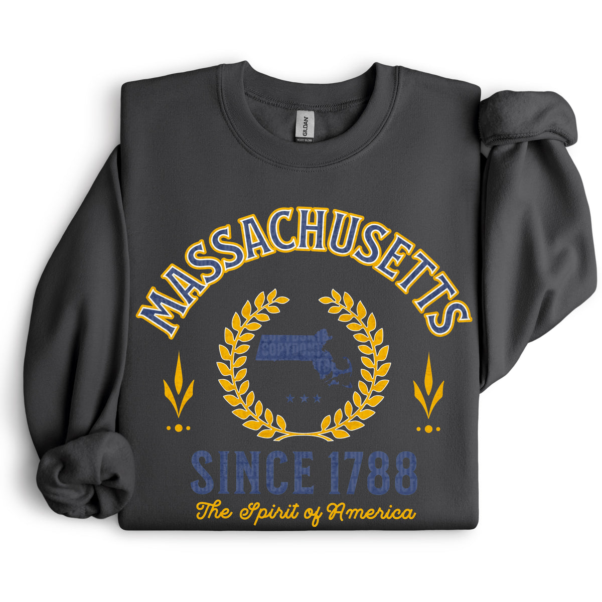 Massachusetts Varsity Letters BLUE and YELLOW 105157 DTF transfer