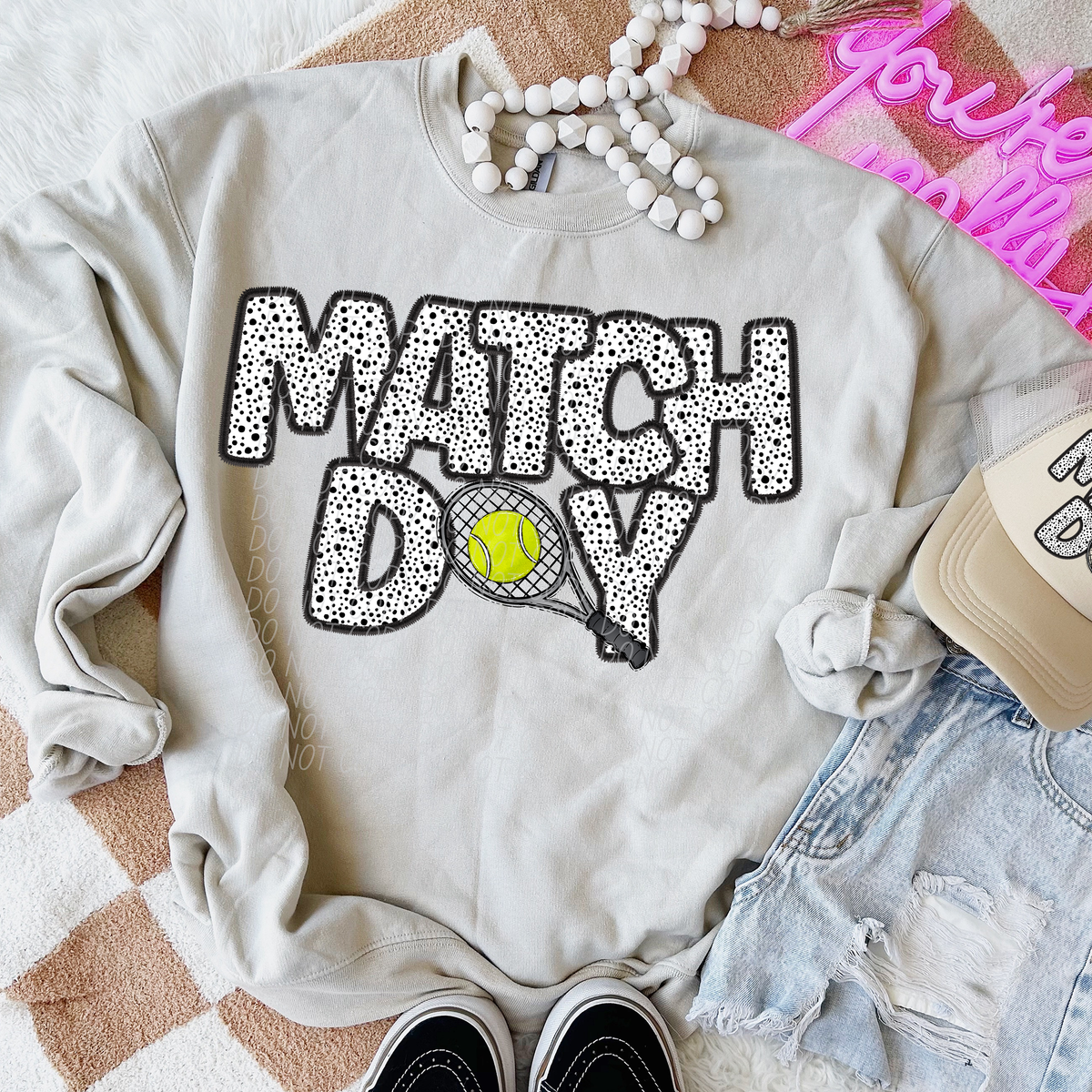 Match Day Tennis Racket Dotted 66193 DTF transfer