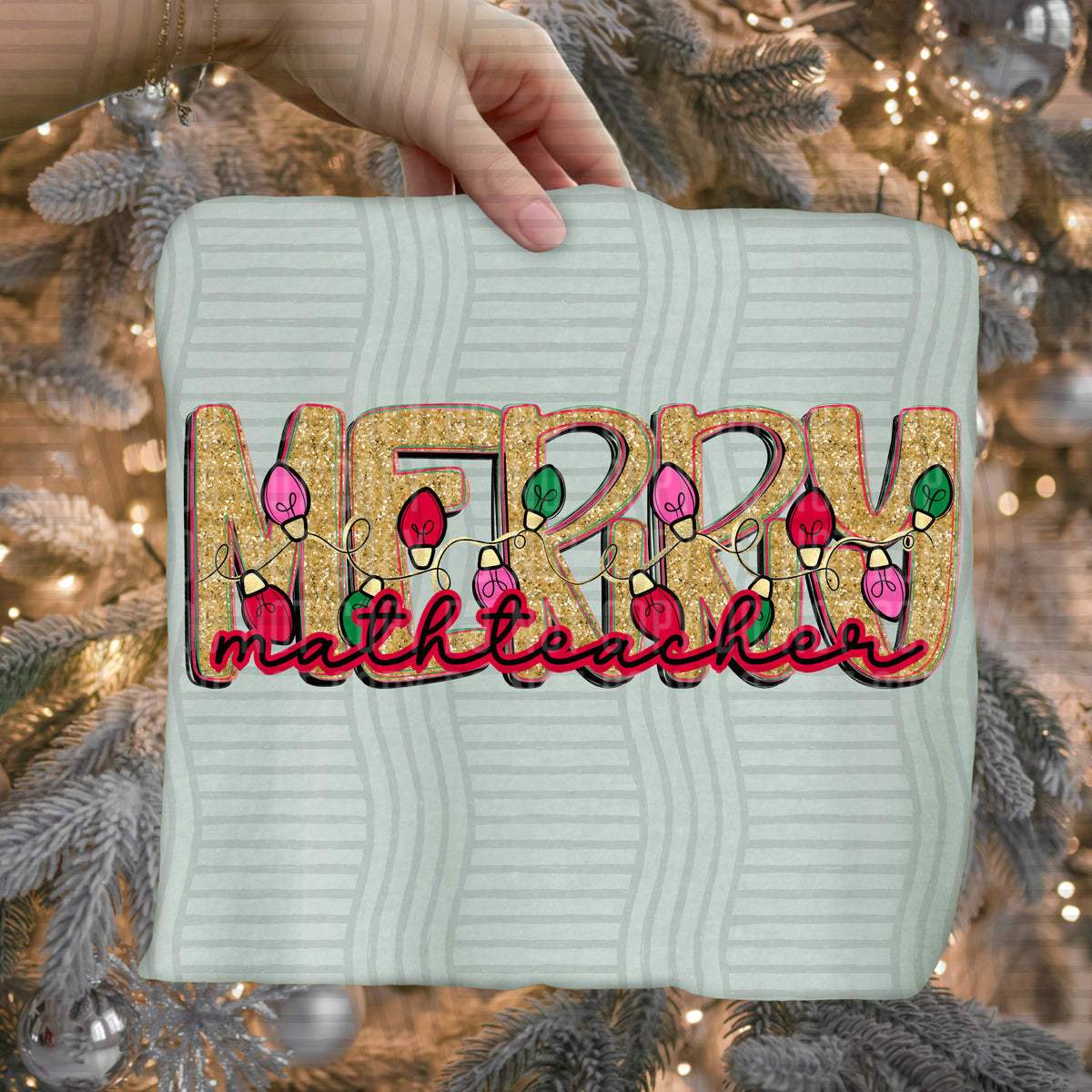 math teacher merry with lights (caplinger) DTF Transfer