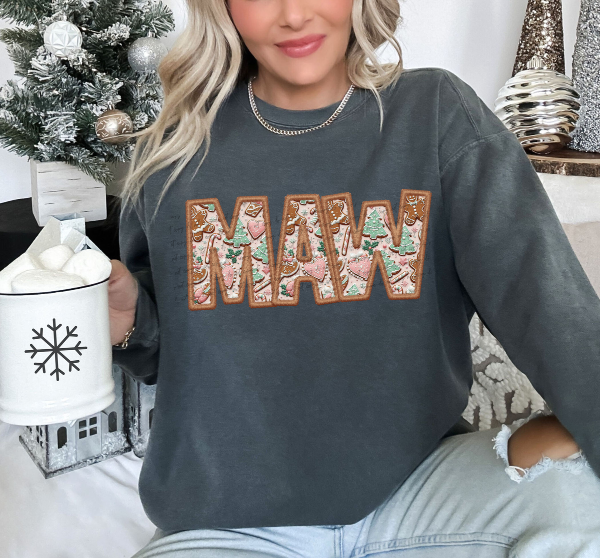 Maw Gingerbread Faux Embroidery 61932 DTF transfer