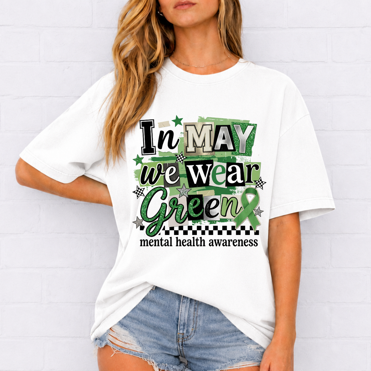 We wear green mental health awareness (Parker) DTF Transfer