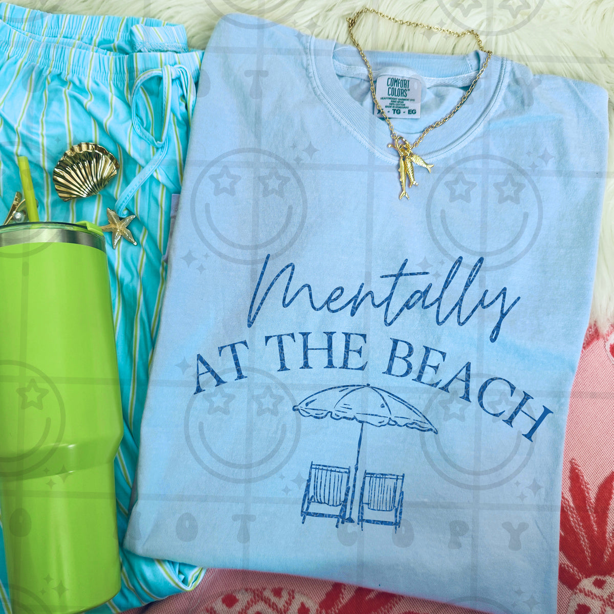 Mentally at the beach BLUE (HW) DTF Transfer