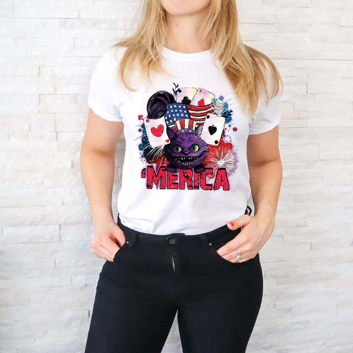 'Merica Cat Cards and USA Flag Collage 116615 DTF Transfer