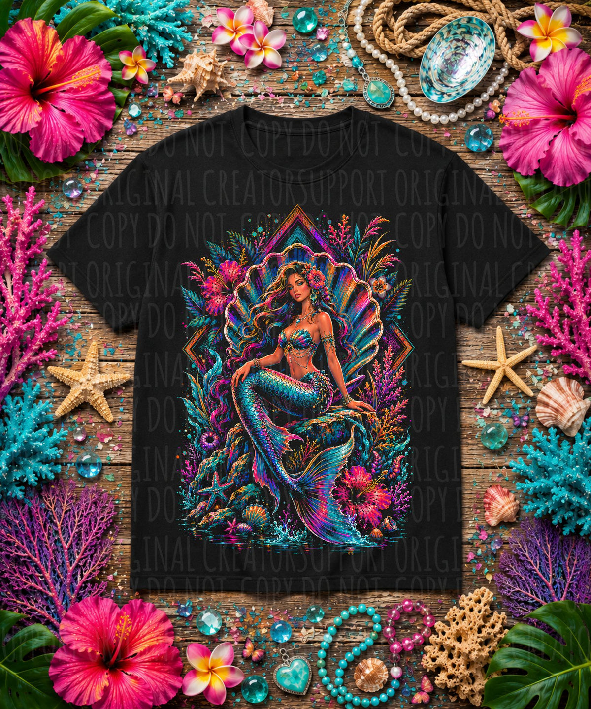 Floral mermaid (Starlight) DTF Transfer