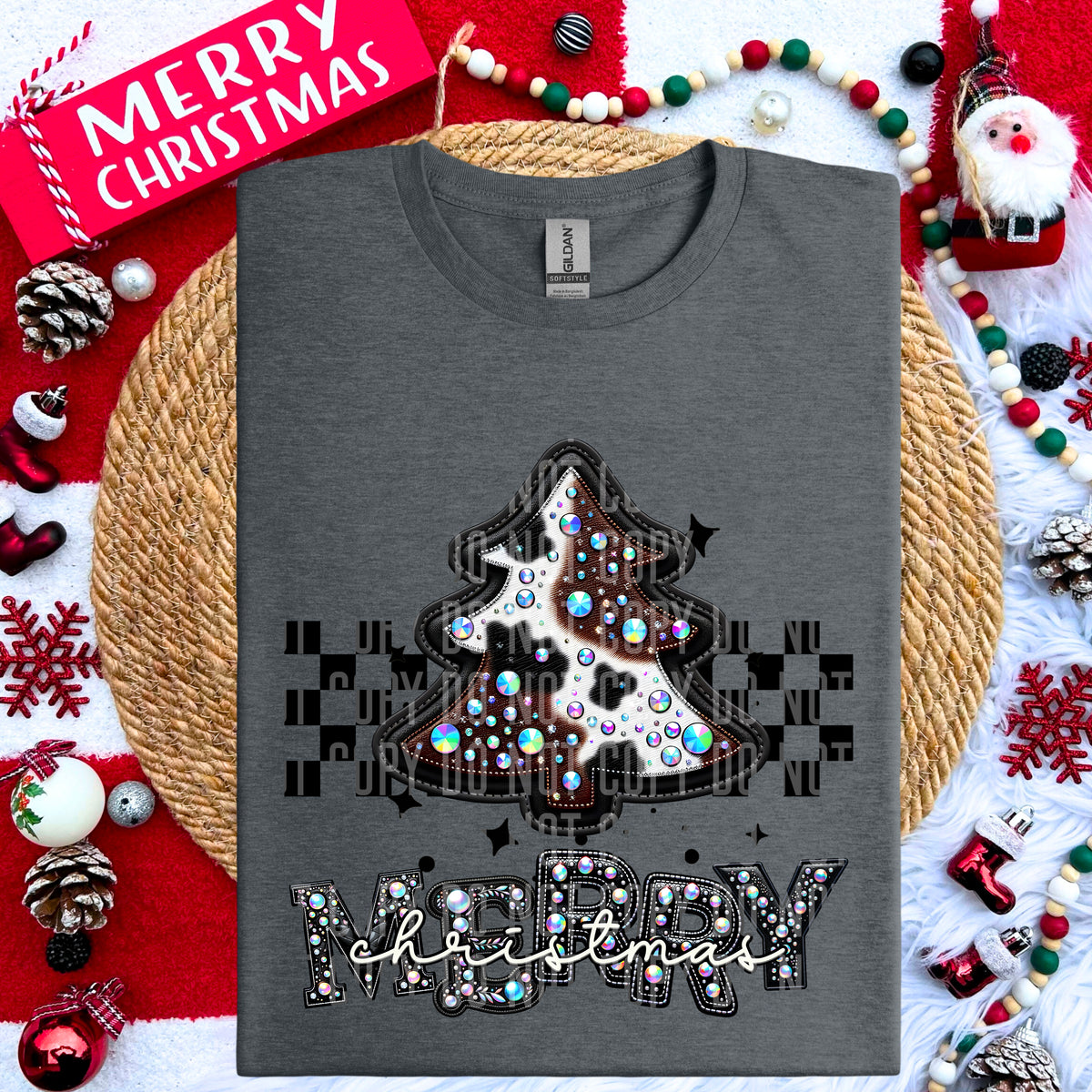 Merry Christmas Faux Rhinestone Tree 69179 DTF transfer