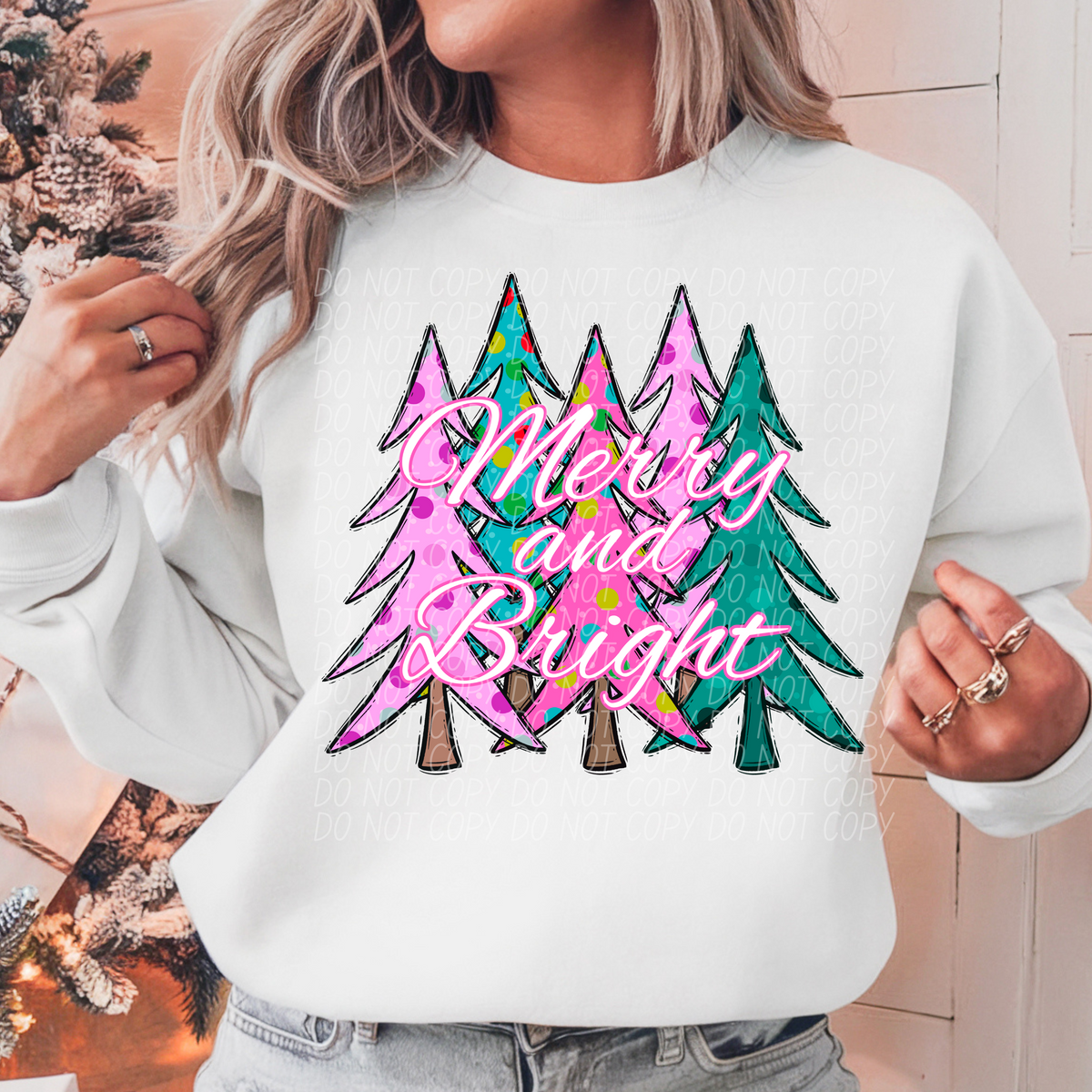Merry and Bright Pink 66767 DTF transfer
