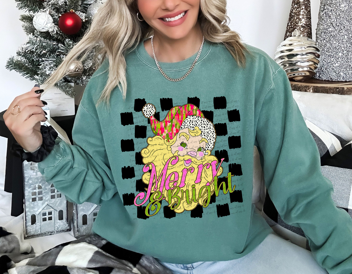 Merry Christmas Checkered Santa 69408 DTF transfer