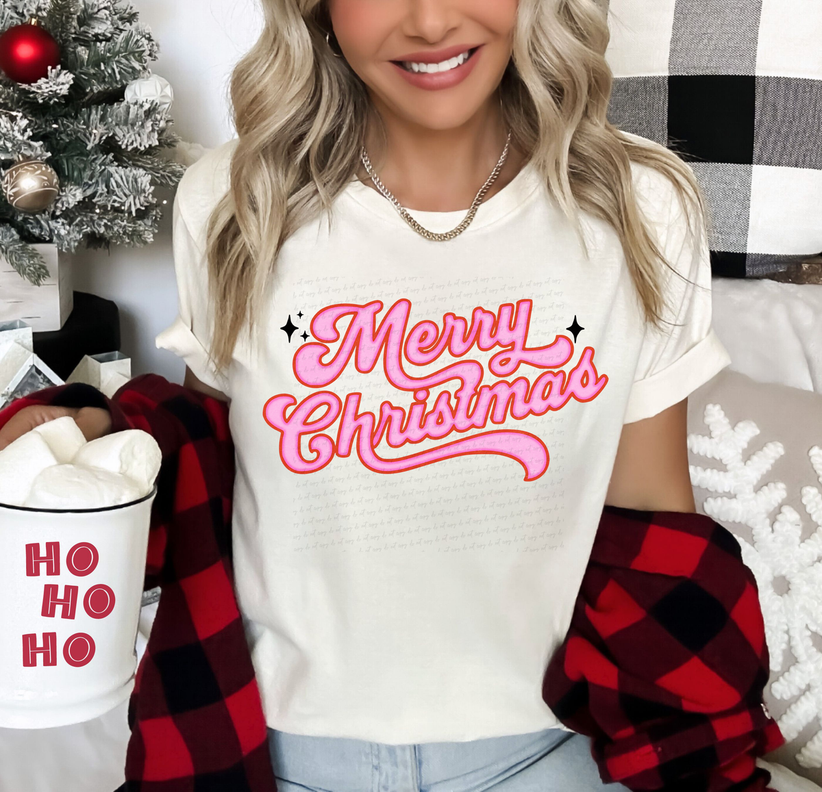 Merry Christmas Pink Typography 108753 DTF transfer
