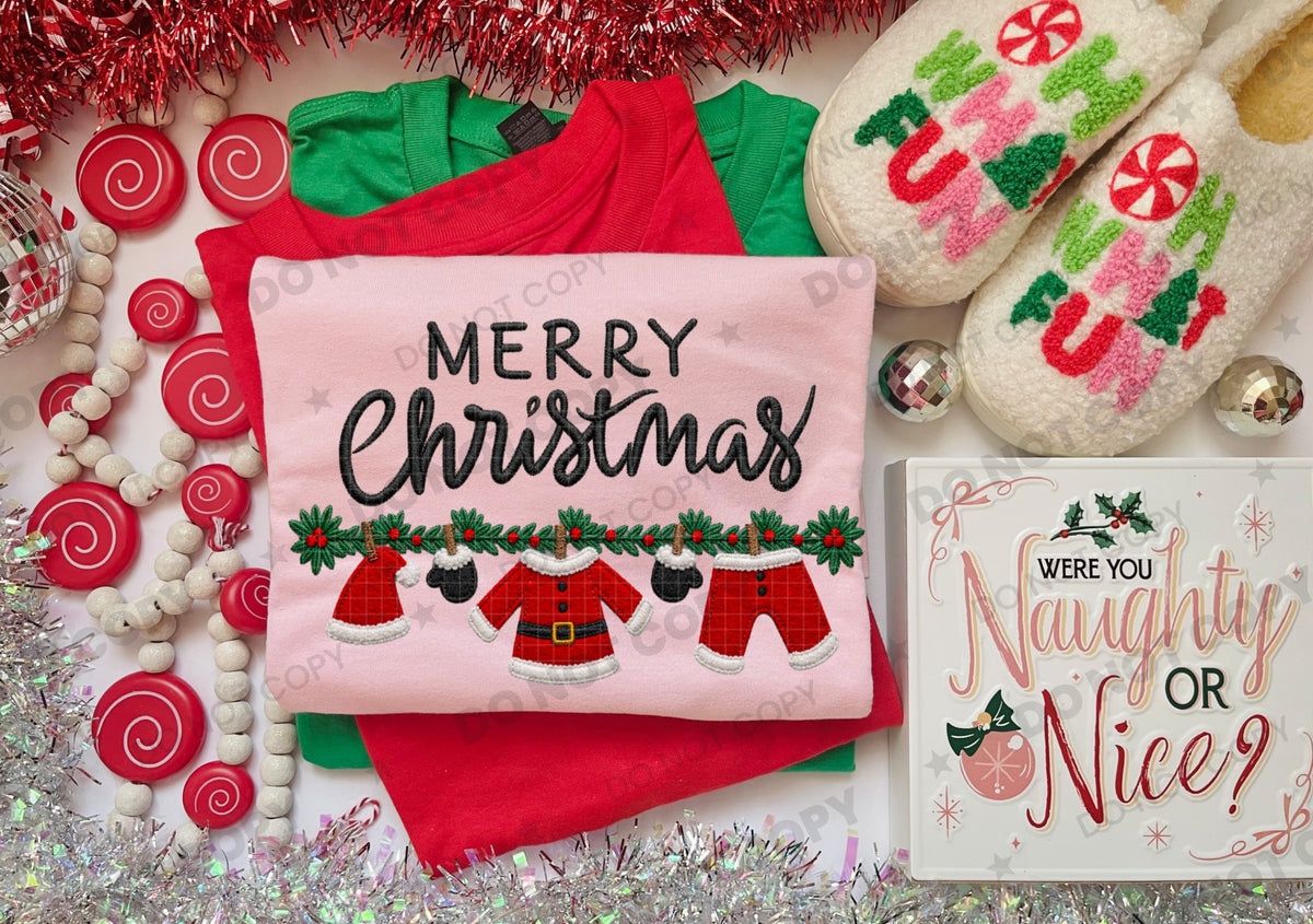 Merry Christmas Santa suit hanging (HW) DTF Transfer