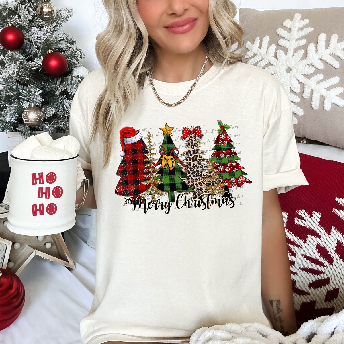 Merry Christmas Trees Santa Hat 42521 DTF transfer