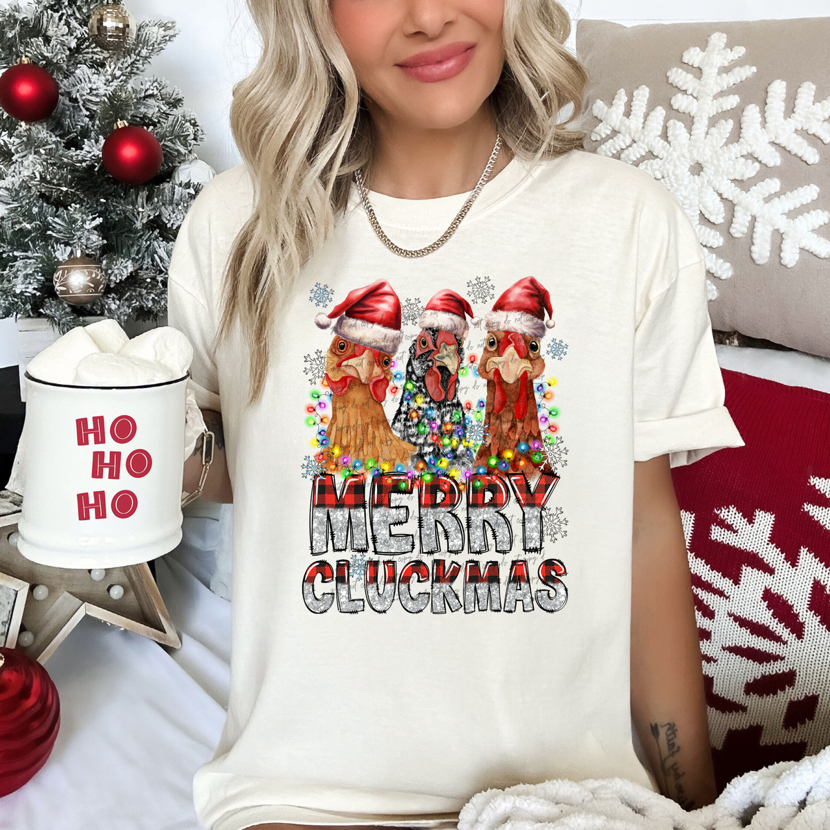 Merry Cluckmas Chickens 42798 DTF transfer