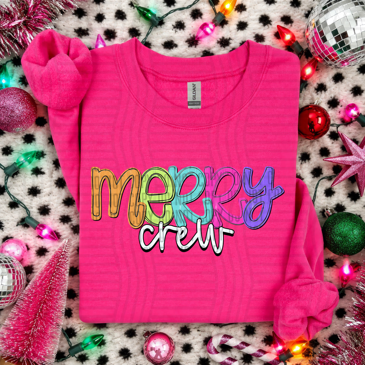Merry Crew-Christmas script words (Caplinger) DTF Transfer