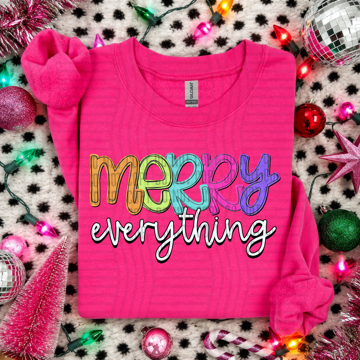 Merry Everything-Christmas script words (Caplinger) DTF Transfer
