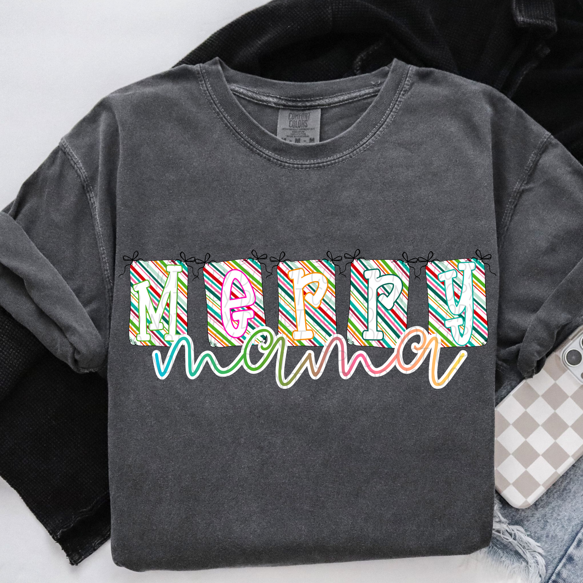 Merry mama banner rainbow (City) DTF Transfer