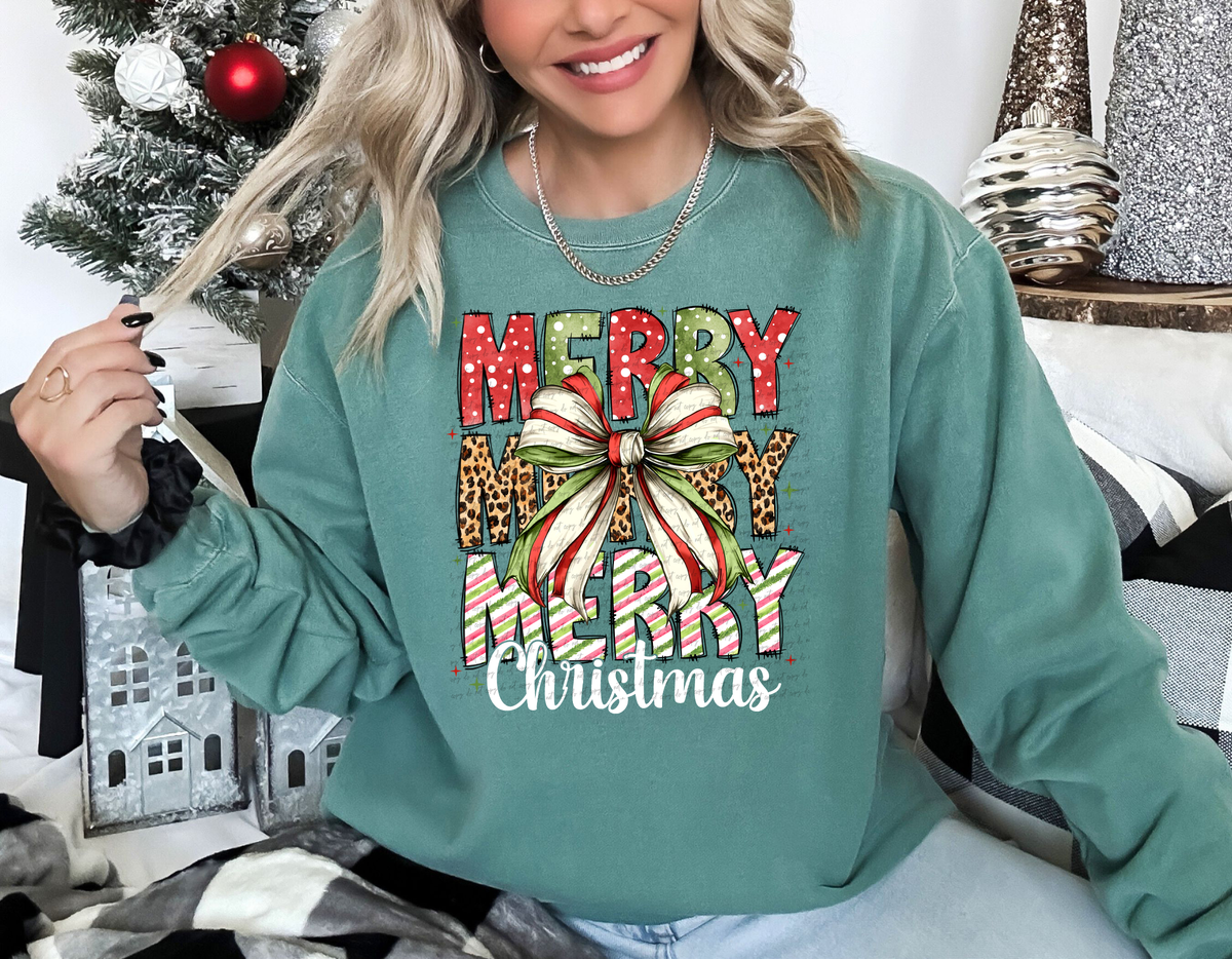 Merry Merry Merry Christmas White Font 69813 DTF transfer