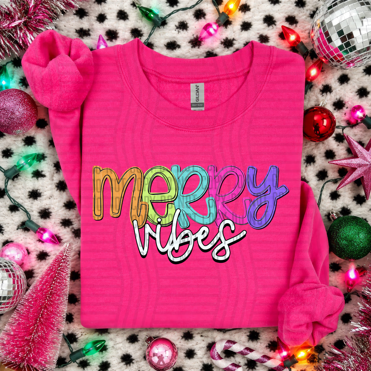 Merry Vibes-Christmas script words (Caplinger) DTF Transfer
