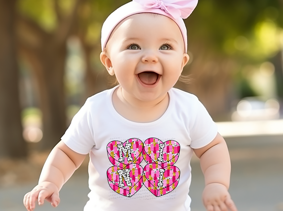 Mini Gold Pink Mauve Brushstroke Hearts 81603 DTF Transfer