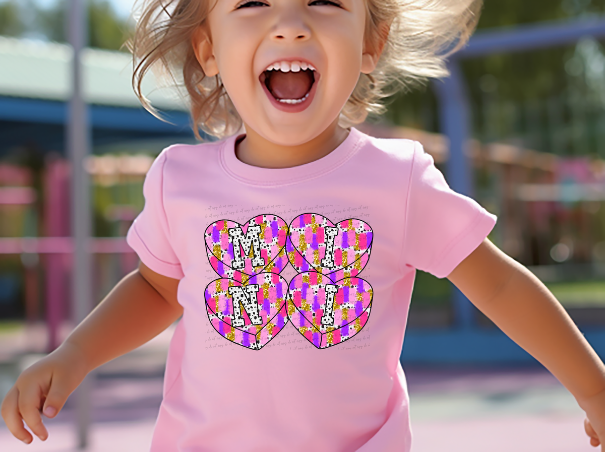 Mini Gold Pink Purple Brushstroke Hearts 81604 DTF Transfer