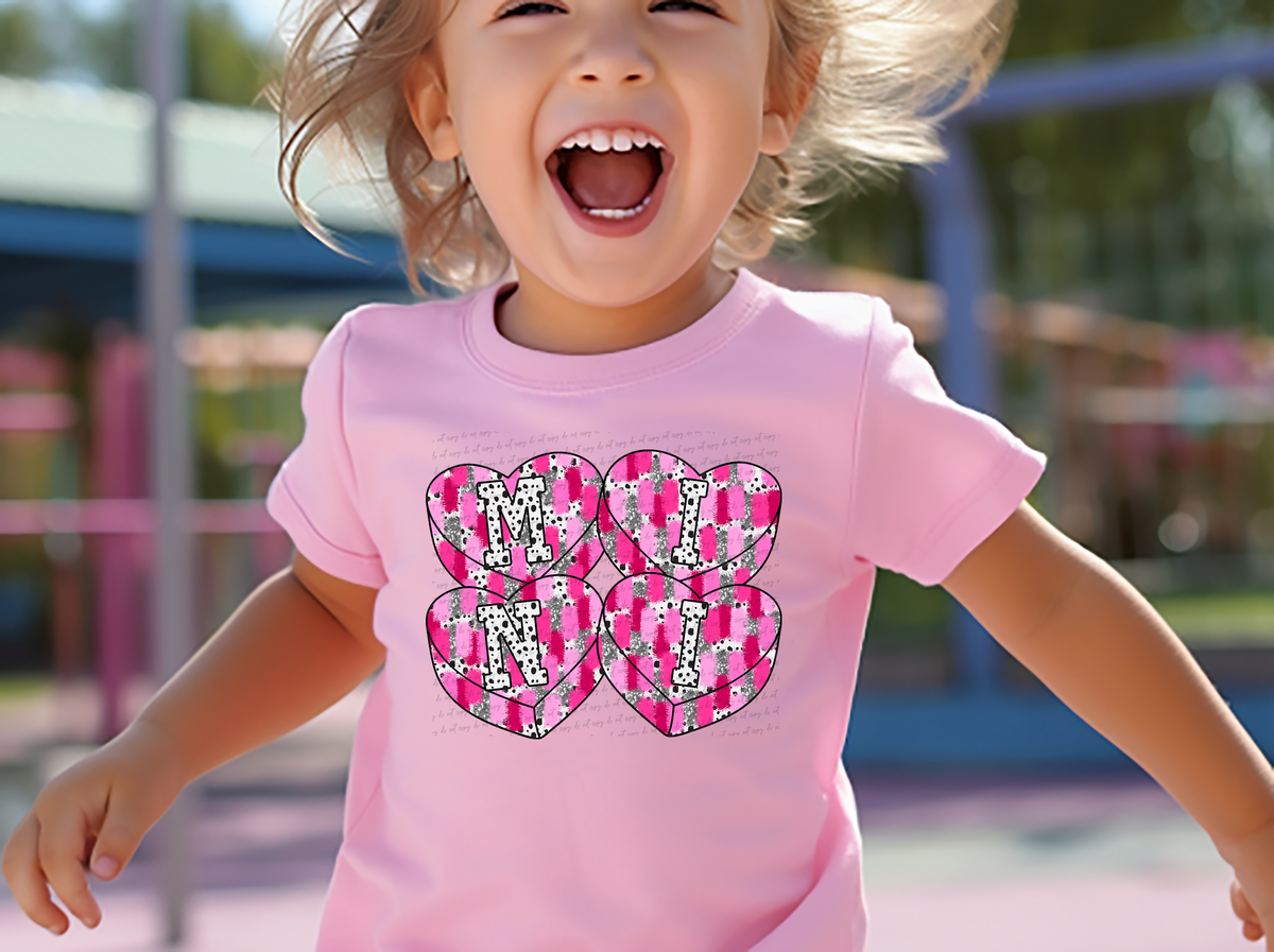 Mini Silver Pink Red Brushstroke Hearts 81606 DTF Transfer