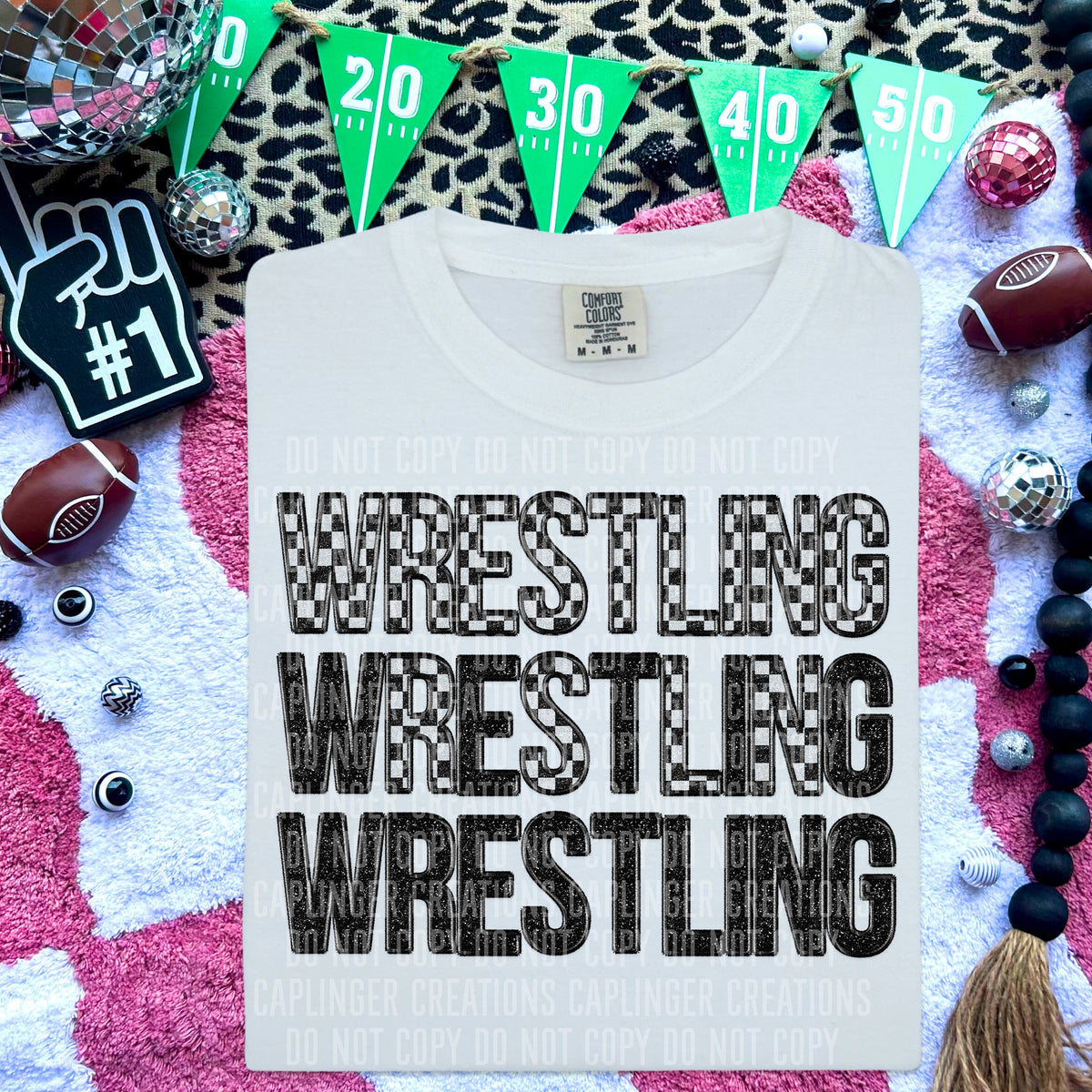 Wrestling stacked checkered black (Caplinger) DTF transfer