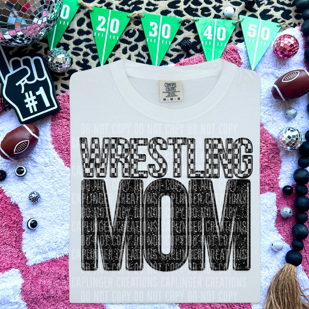 Wrestling mom checkered black (Caplinger) DTF transfer