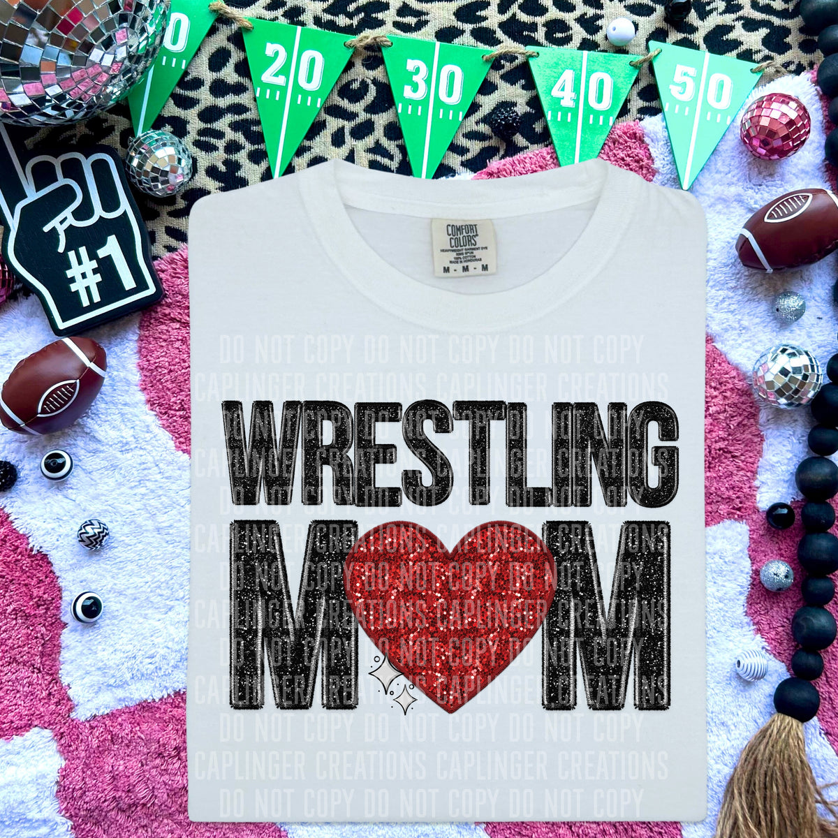 Wrestling mom red heart (Caplinger) DTF transfer