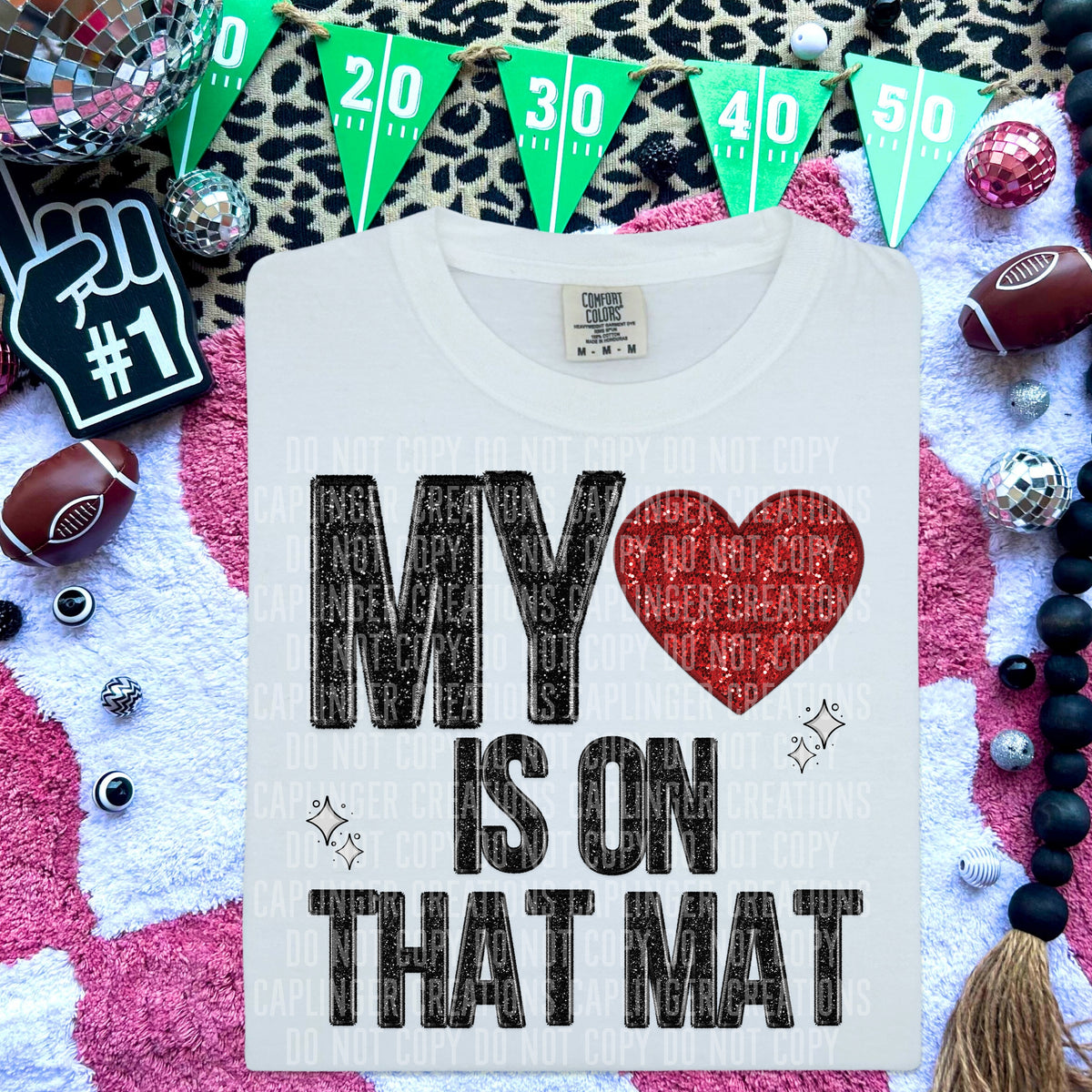 My heart is on that mat red heart (Caplinger) DTF transfer