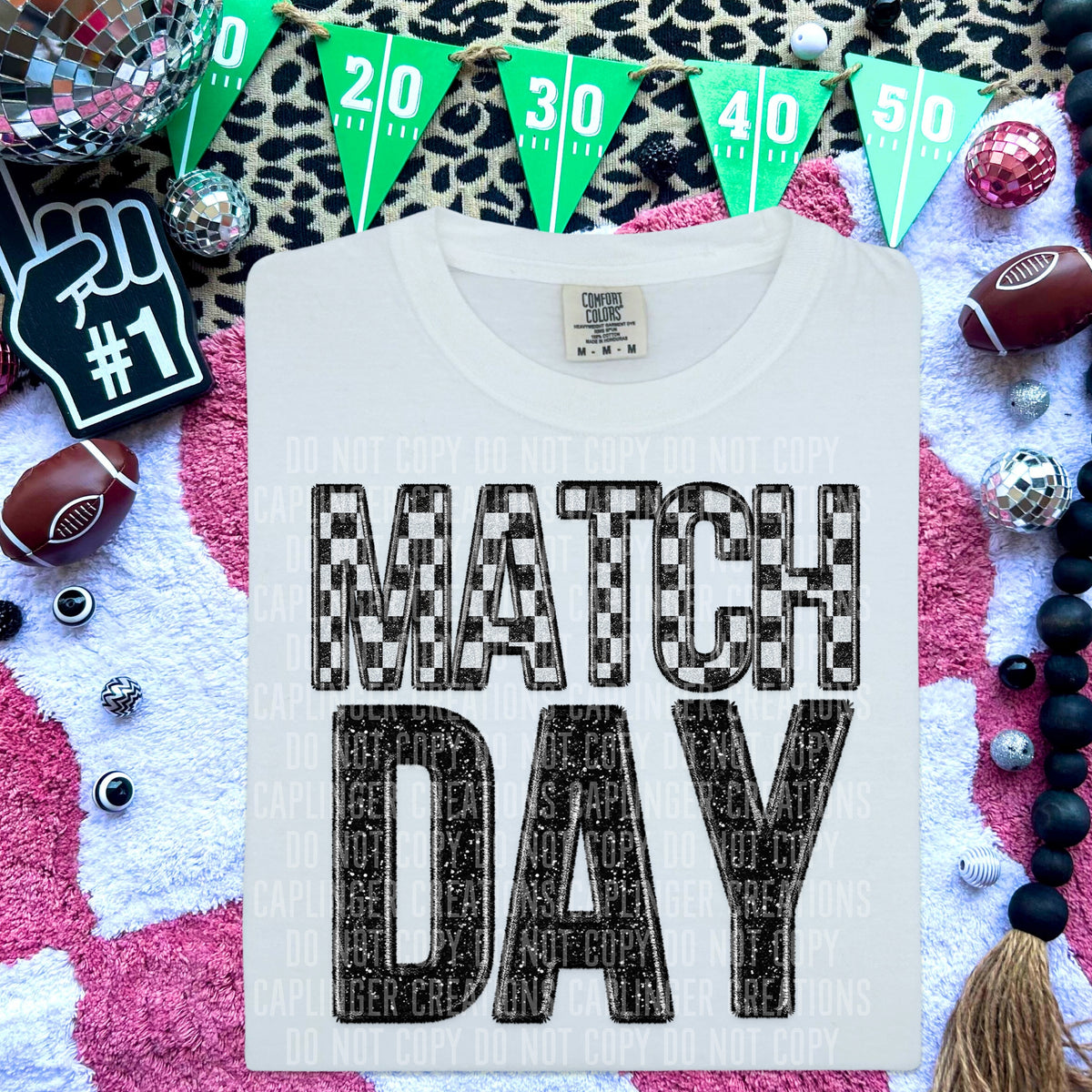 Match day checkered black (Caplinger) DTF transfer