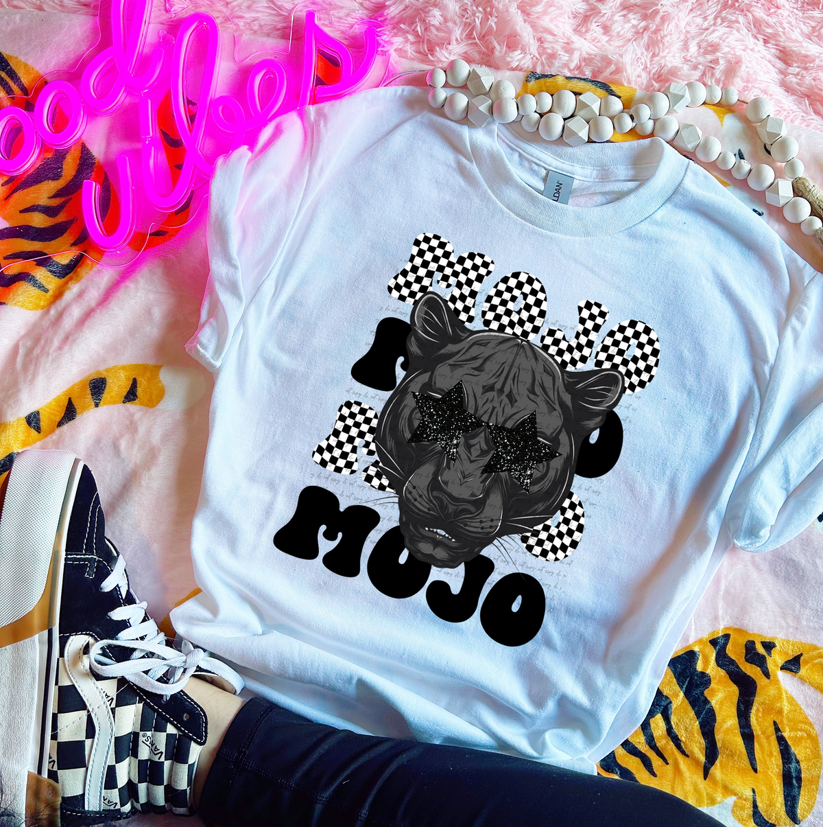 Mojo Checkered Word Stacked 59510 DTF transfer