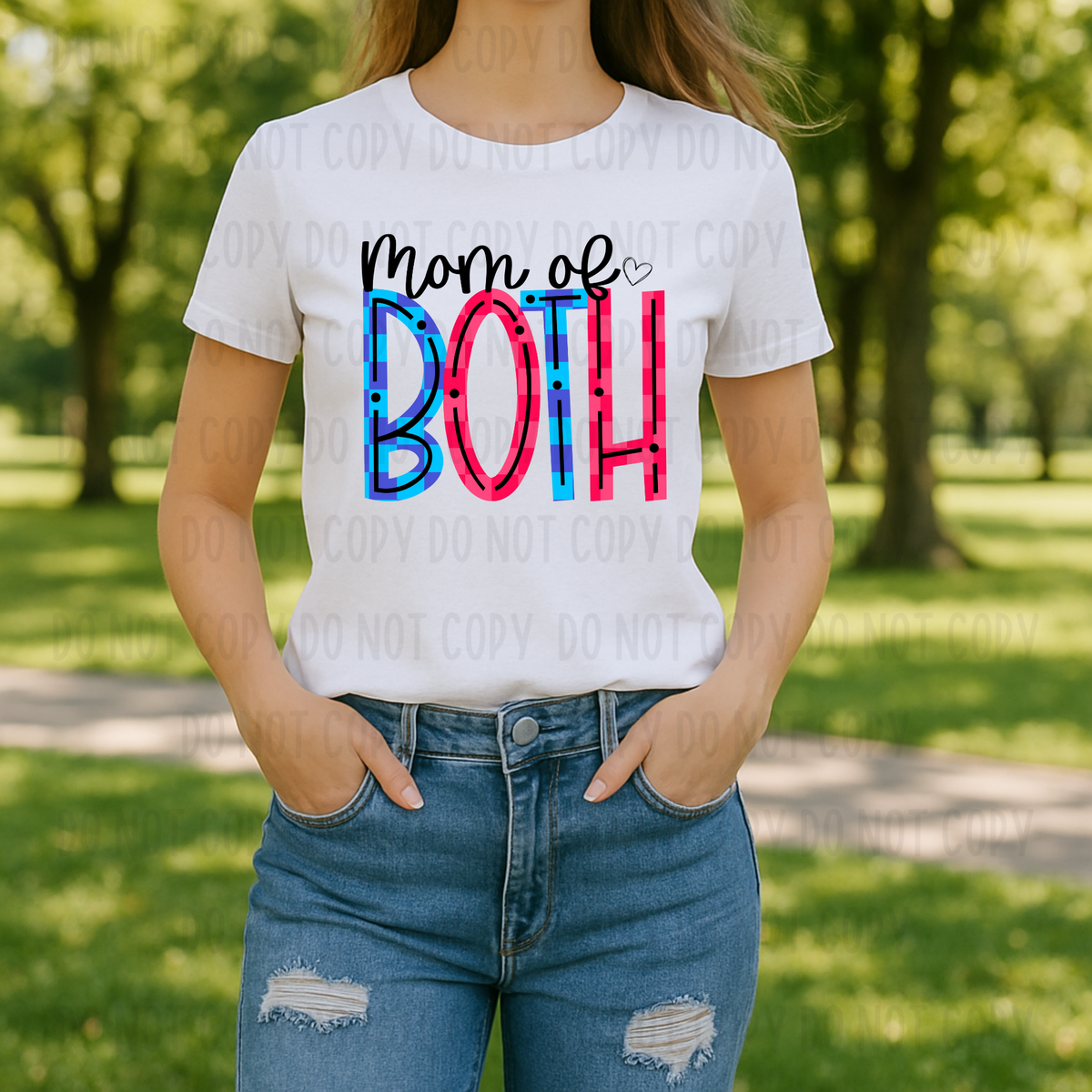 Blue and Pink Checkered Mom of Both (Canvista) 101782 DTF transfer