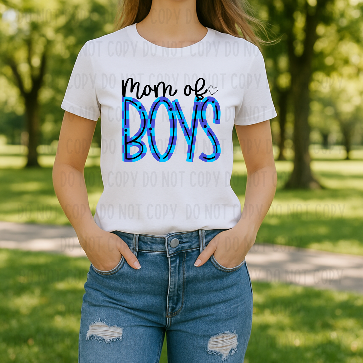 Blue Checkered Mom of Boys (Canvista) 101781 DTF transfer