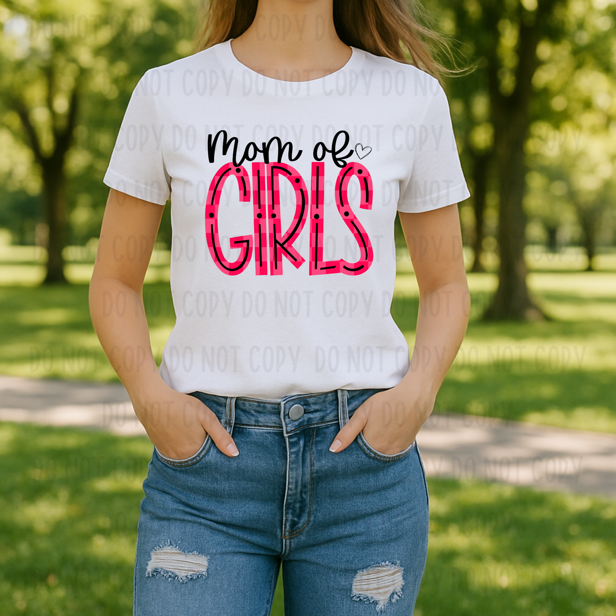Pink Checkered Mom of Girls (Canvista) 101780 DTF transfer