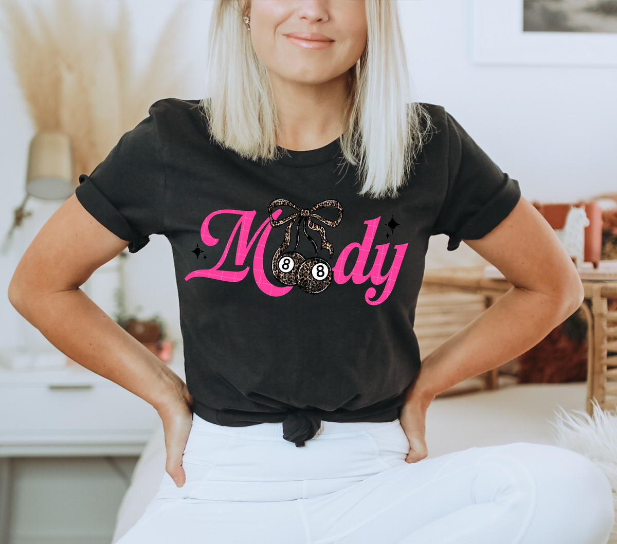 Moody pink with leopard bow (Linda) DTF Transfer